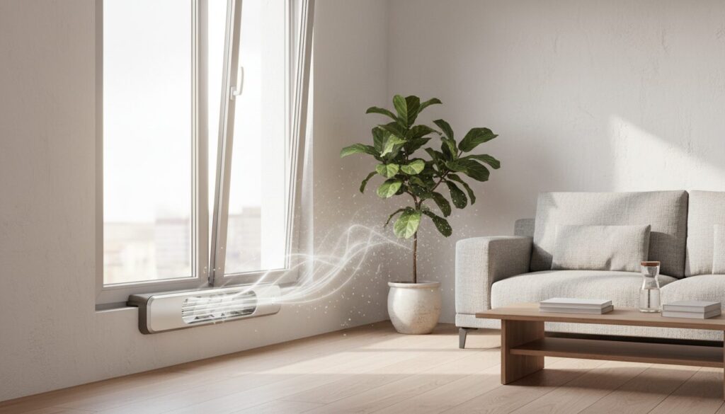 découvrez comment l’aérateur de fenêtre améliore la ventilation de votre intérieur, favorisant un air sain et frais tout en réduisant l'humidité et les mauvaises odeurs.